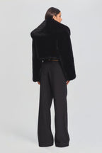 Maud Cropped Shawl Collar Faux Fur Jacket