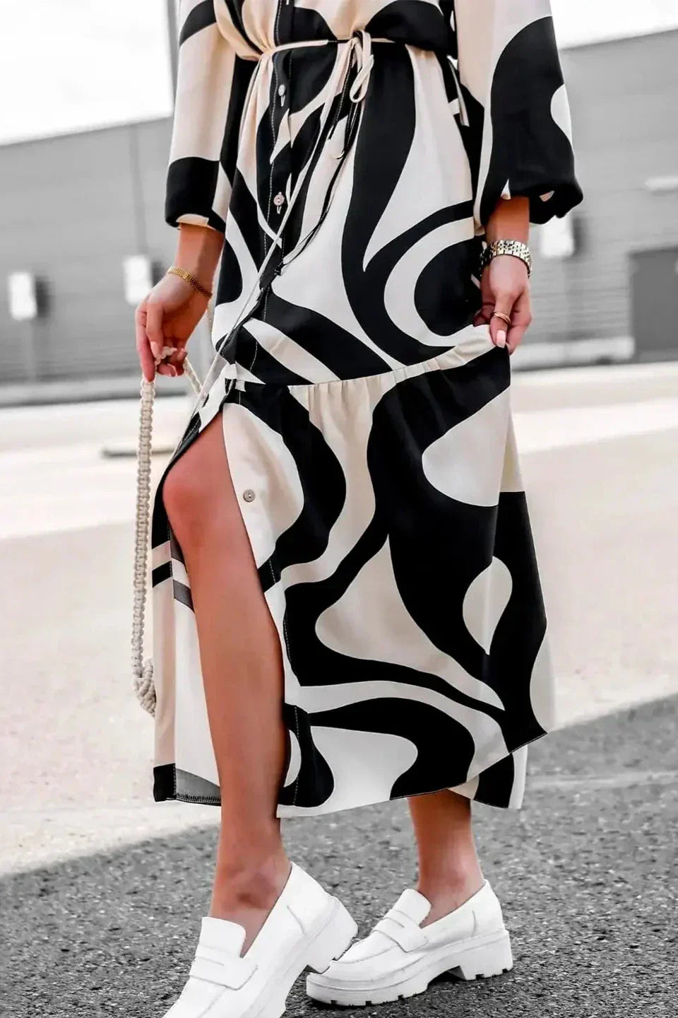 Vanesa Minimalist Effortlessly Chic Printed Maxi Dress Boutique Collection