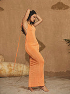 Egypt Backless Maxi Dress In Orange