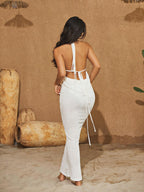 Egypt Backless Maxi Dress In White