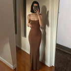 Scoop Neck Spaghetti Strap Bodycon Maxi Dress