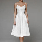 Sweetheart Spaghetti Strap Geometric Sequin Embellished Fit and Flare Midi Dress