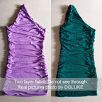 One Shoulder All Over Ruched Bodycon Mini Dress