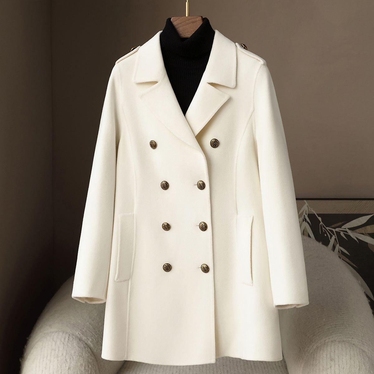Elegant Soft Women__ Wool Cashmere Coat