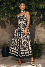 Tamara Elevated Floral Spaghetti Maxi Dress in Black Premium Wardrobe Essential