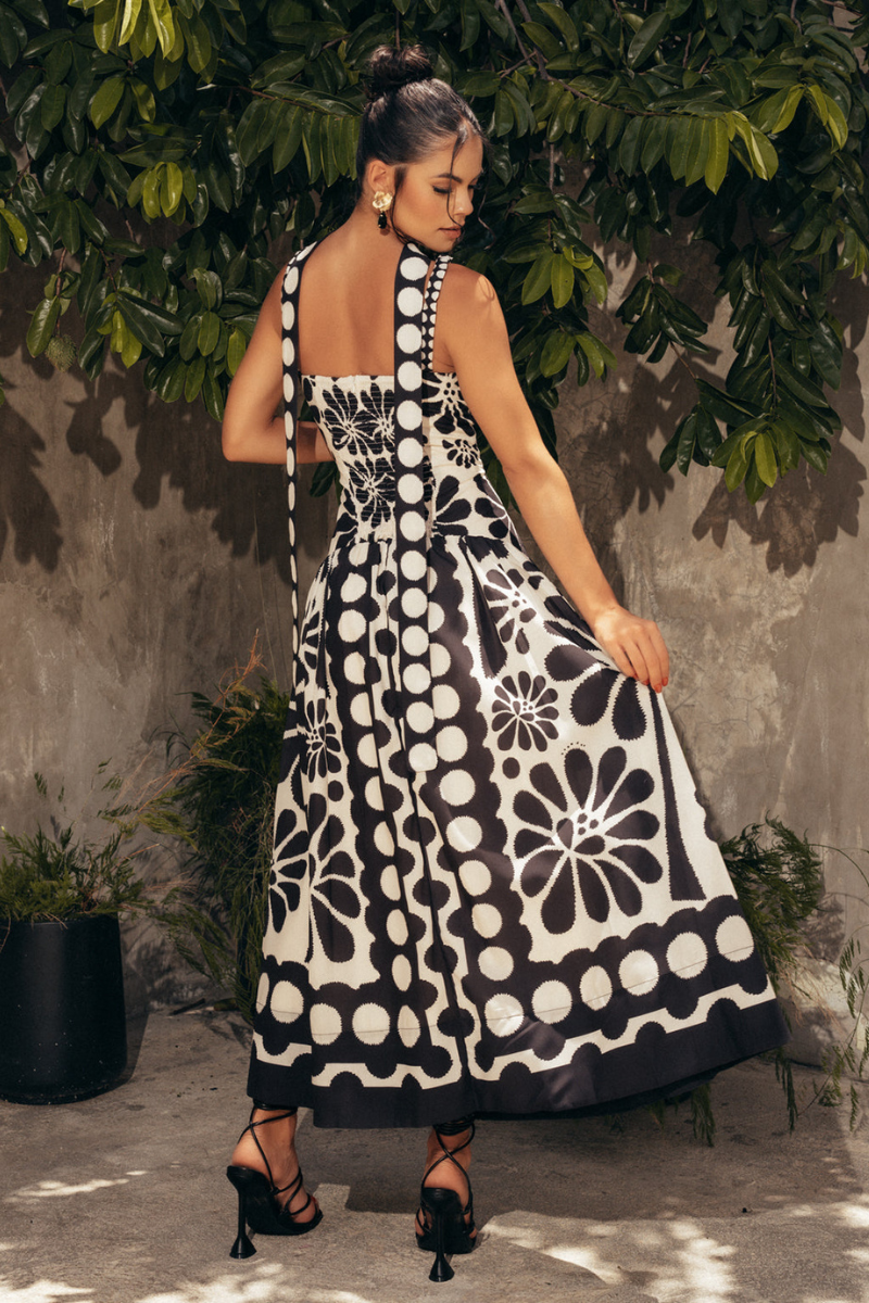 Tamara Elevated Floral Spaghetti Maxi Dress in Black Premium Wardrobe Essential