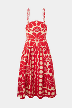 Soledad Timeless Red Spaghetti Strap Maxi Dress with Floral Print Elevated Occasion Wear