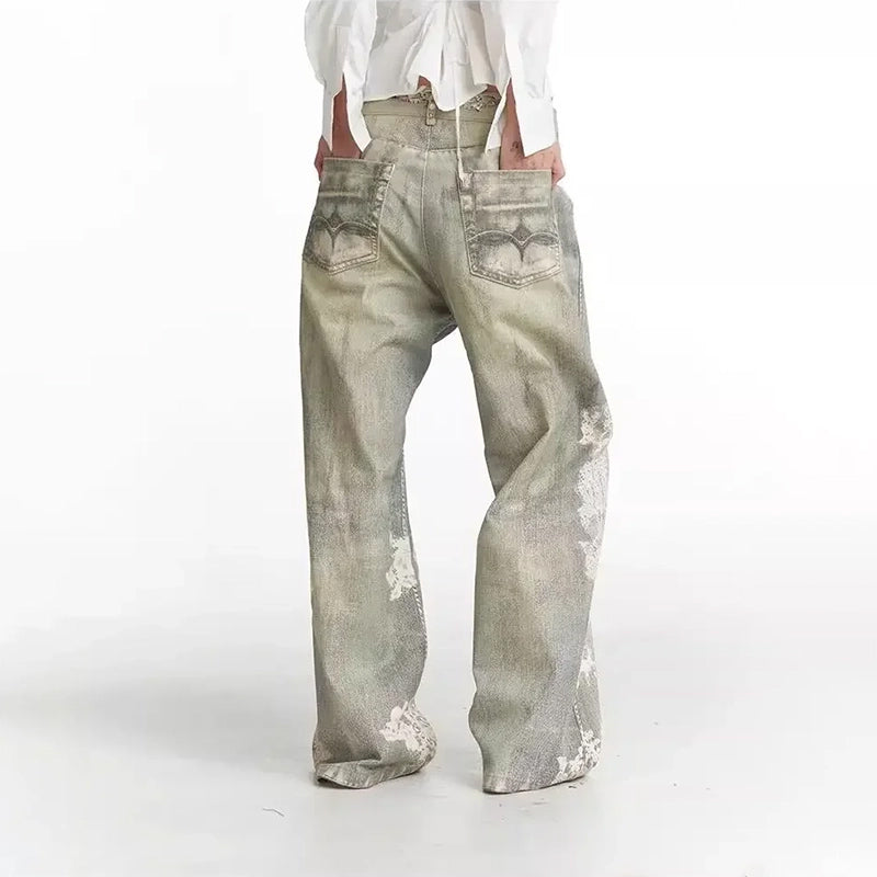 Elise Leroy Distressed Art Washed Jeans