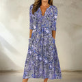 Elise Leroy Printed V-Neck Midi Dress