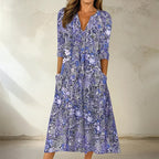 Elise Leroy Printed V-Neck Midi Dress