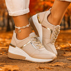 Elise Leroy Wedge Sneakers with Metallic Detail
