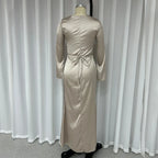 DressBetty - 2024 Autumn Fashion Slim Flare Sleeve Lace Up Maxi Dress