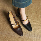 Eloria Genuine Leather Mary Jane Heels