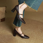 Eloria Genuine Leather Mary Jane Heels