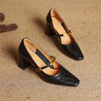 Eloria Genuine Leather Mary Jane Heels