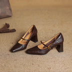 Eloria Genuine Leather Mary Jane Heels