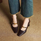 Eloria Genuine Leather Mary Jane Heels