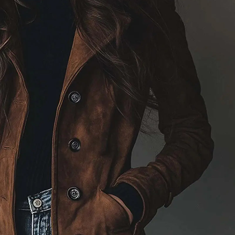 _loure Brown Suede Longline Coat