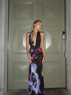 Caprise - Halterneck Backless Tie Dress