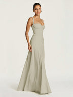 Party Dress Maxi Beige Halter Pleated Sleeveless Backless Chic Semi Formal Dress