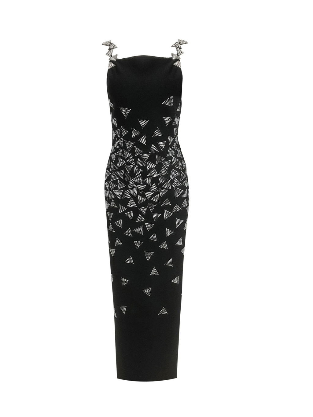 Rhinestone Triangle Motif Spaghetti Strap Square Neck Bandage Maxi Dress