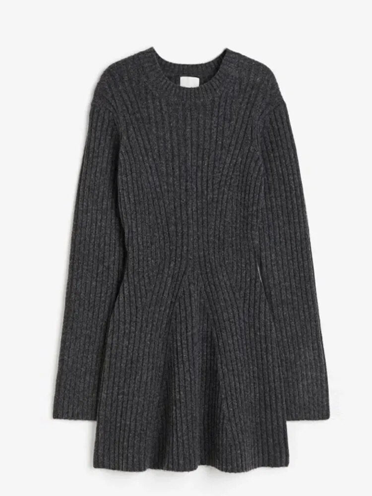 Gara Timeless Rib Knit Dress Premium Wardrobe Essential