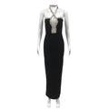 Exquisite Rhinestone Halter Slim Fit Bandage Split Dress Socialite Dinner Catwalk Dress