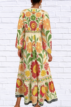 Floral Tie Waist Long Sleeve Dress