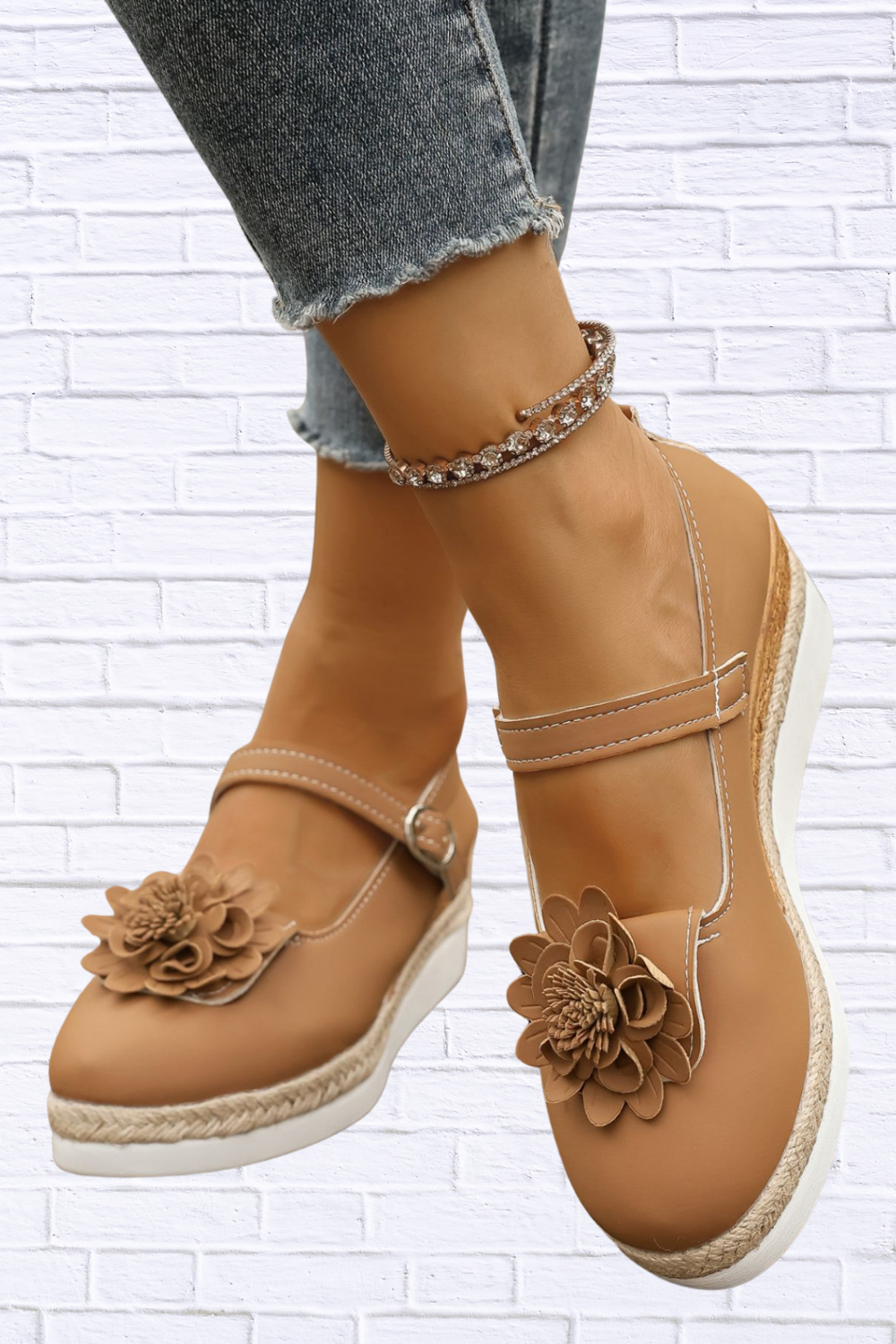 Flower Embellished Mary Jane Loafers