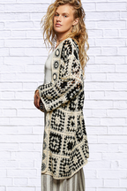 Open Front Crochet Cardigan with Granny Square Pattern