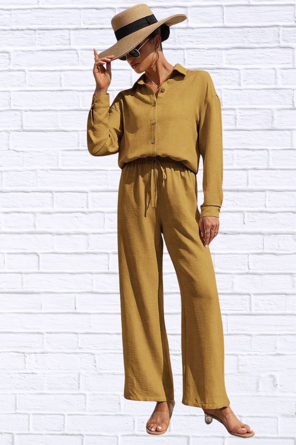 Button Up Shirt & Pants Set | Women__ Matching Outfit