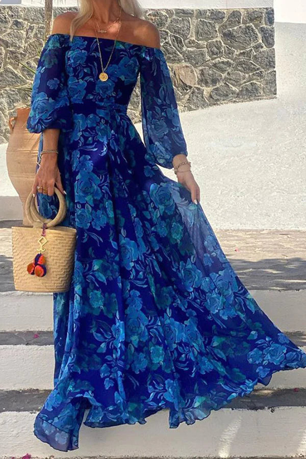 Hana Timeless Flower Print Maxi Dress Statement Occasion Edit