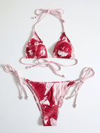 Screen Print Halter Bikini Set