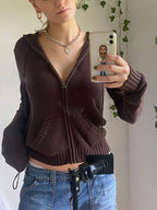 Hooded Crop Knit Cardigan