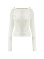 Hollow Out Crochet Long Sleeve Knit Top