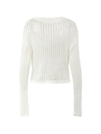 Hollow Out Crochet Long Sleeve Knit Top