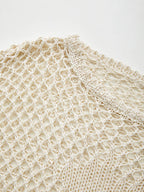 Cross Pattern Crochet Hollow Long Sleeve Knit Top
