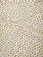 Cross Pattern Crochet Hollow Long Sleeve Knit Top