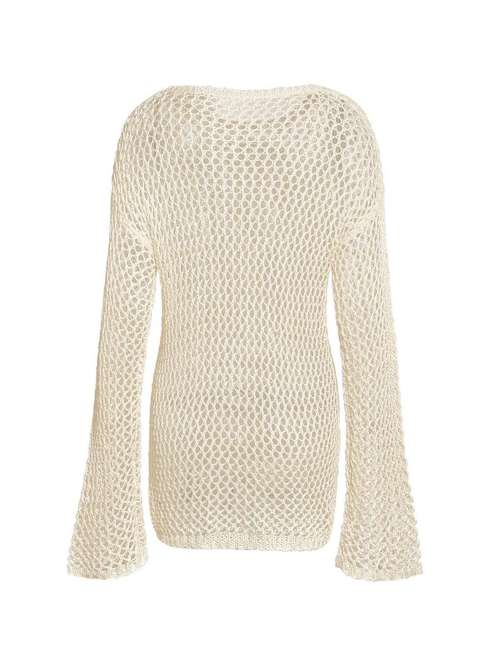 Cross Pattern Crochet Hollow Long Sleeve Knit Top