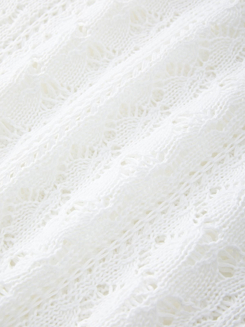 Tie Front White Open Knit Top