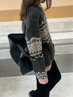 Vintage Jacquard Cable Knit Pullover Sweater