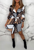 Vanessa Aesthetic Flirty Shirt Dress with Animal Print Premium Wardrobe Essential