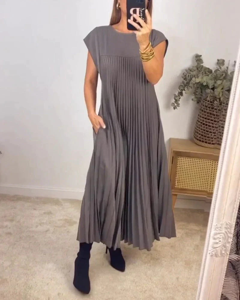 Iru Elevated Sleeveless Pleated Dress Statement Occasion Edit