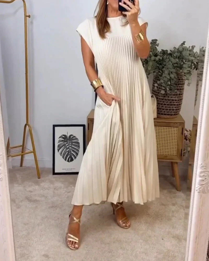 Iru Elevated Sleeveless Pleated Dress Statement Occasion Edit