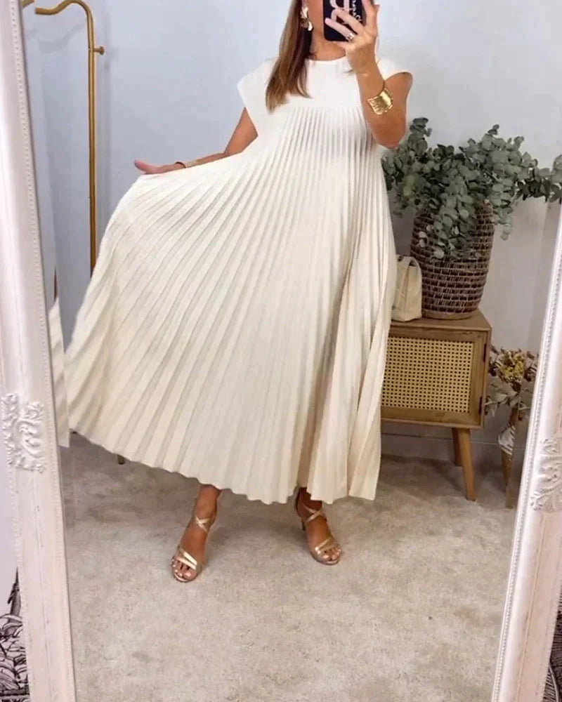 Aldina Elevated Sleeveless Dress with Pleats Designer Edit