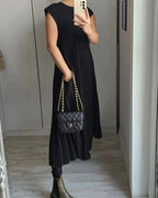 Aldina Elevated Sleeveless Dress with Pleats Designer Edit