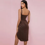 Strappy Sleeveless Frill Midi Bodycon Dress FP21509