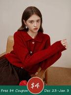 Casual Full Sleeve Loose Layup Knitwear Red Sweater