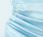 Fall French Vintage Crumpled Slim Silk Satin Texture Tube Top Dress Short Evening Dress