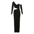 Fall Long Sleeve Diagonal Collar Cutout Slim Fit Hip Wrapped Dress